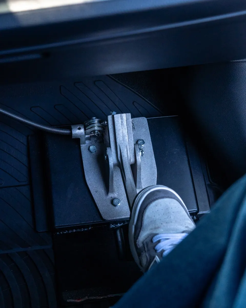 Dual-control brake · Ready 4 Roads Driving lessons in Kissimmee, FL · instructor's dual-control brake pedal in a Ready 4 Roads training car